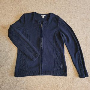 Croft & Barrow Navy Heavier Cotton Full-Zip Sweater M
